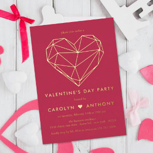 Invitation En Aluminium Coeur géométrique Saint Valentin Véritable