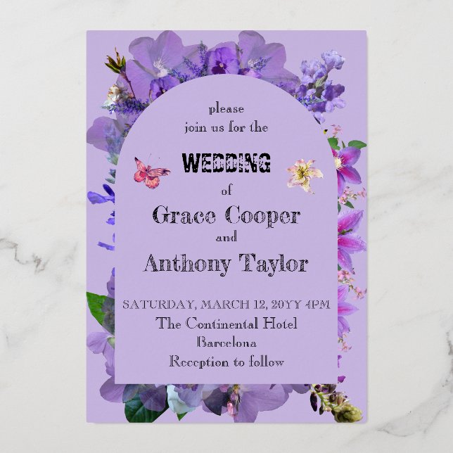 Invitation En Aluminium Coeur pourpre (Recto)