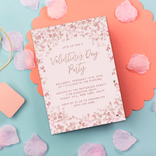 Invitation En Aluminium Cœurs d'amour roses fête de la Saint-Valentin réel