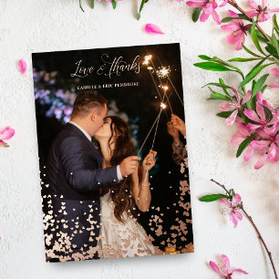 Invitation En Aluminium Cœurs scintillants en or rose 2 Photos Amour & Mer