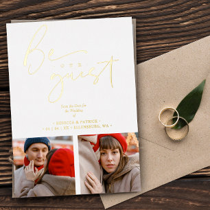 Invitation En Aluminium Collage 2 Photos Soyez notre invité Mariage romant