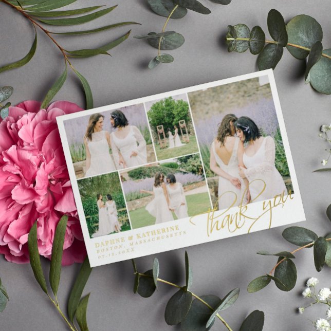 Invitation En Aluminium Collage de photos de mariage blanc avec écriture d (Créateur téléchargé)