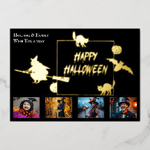 Collage de quatre photos de famille pour Halloween