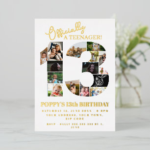 Invitation En Aluminium collage photo d'anniversaire 13 ans officiellement