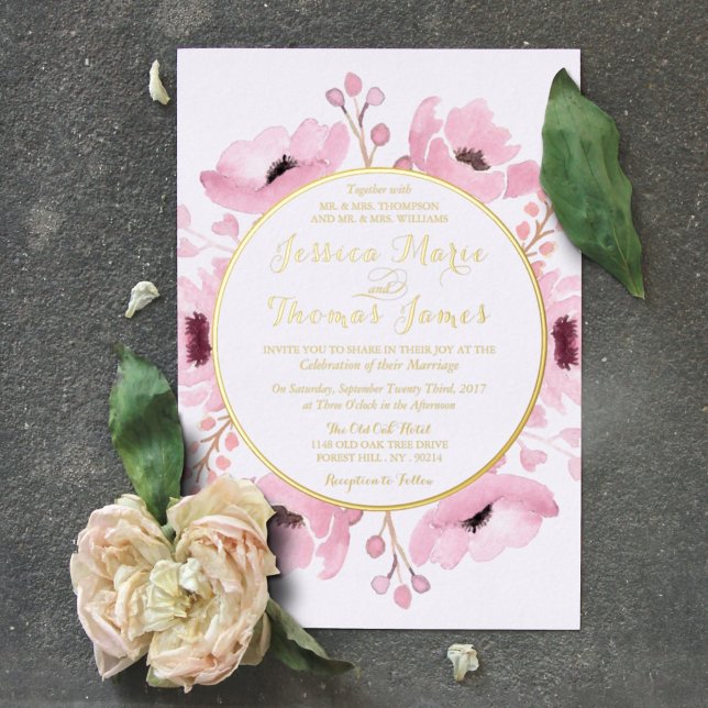 Invitation En Aluminium Collection de Mariages floraux rose-printemps (Créateur téléchargé)