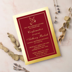 Invitation En Aluminium Colombe élégante Sainte Communion ou Confirmation 