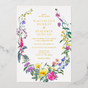 Invitation En Aluminium Colorful Meadow Fleurs sauvages Herb Garden Mariag