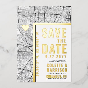 Invitation En Aluminium Columbus Love Locator   Mariage Enregistrer la Dat