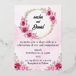 Invitation En Aluminium Composition Florale de Mariage Hivernal Marron Rus