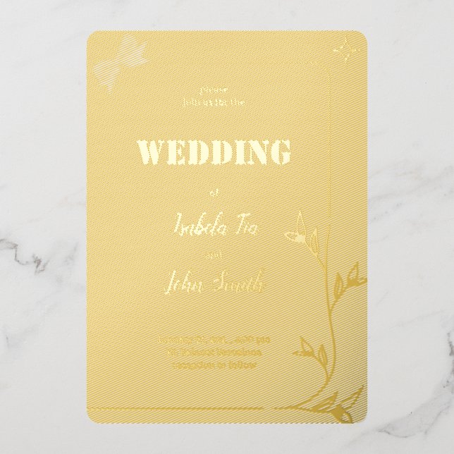 INVITATION EN ALUMINIUM CONCEPTION ROMANTIQUE SIMPLE (Recto)