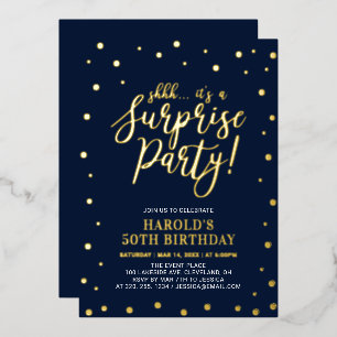 Invitation En Aluminium Confetti d'or moderne Surprise fête d'anniversaire
