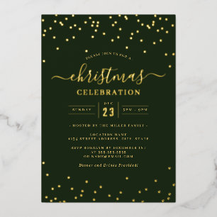 Invitation En Aluminium Confetti Gold Green fête de Noël