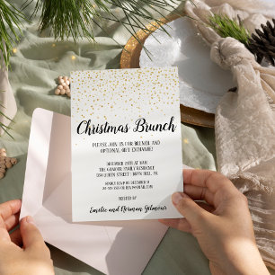 Invitation En Aluminium Confetti moderne minimaliste Noel Brunch Or