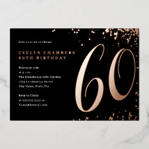 Invitation En Aluminium Confetti Rose Gold 60e Anniversaire 