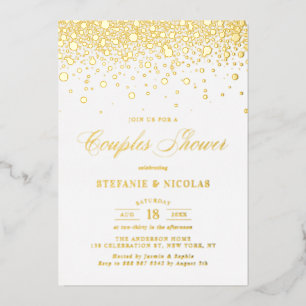 Invitation En Aluminium Confettis en Véritable Feuille d'Or pour une Fête