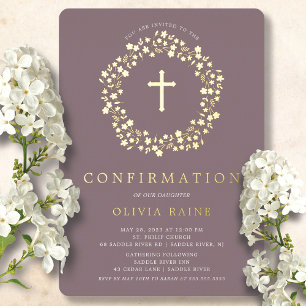Invitation En Aluminium Confirmation florale de mauve