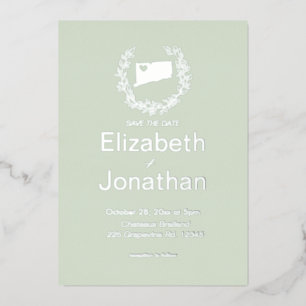 Invitation En Aluminium Connecticut Map Simple Destination Wedding
