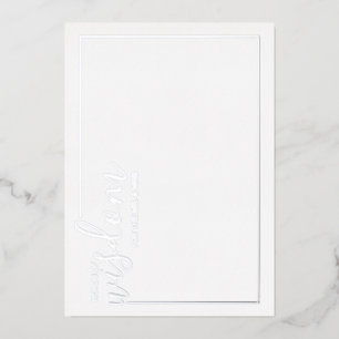 Invitation En Aluminium Conseil et souhaits Mariage de script moderne Silv