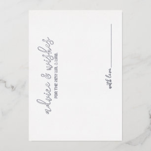 Invitation En Aluminium Conseil et souhaits Mariage de script moderne Silv