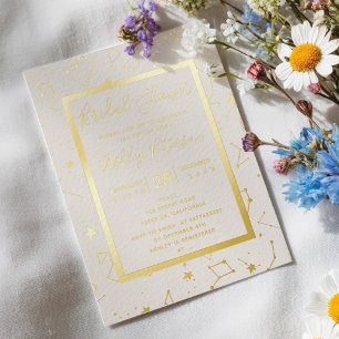 Invitation En Aluminium Constellation cardiaque étoiles beige baby shower