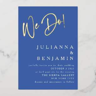 Invitation En Aluminium Contemporain Nous faisons Mariage élégant Royal Bl