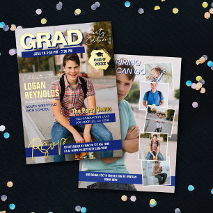 Invitation En Aluminium Cool Blue Gold Photos Magazine Cover Gradation
