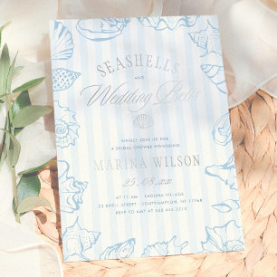 Invitation En Aluminium Coquillages et cloches de mariage : Shower de mari