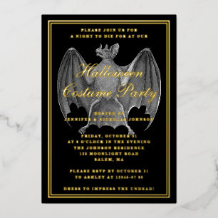 Invitation En Aluminium Costume de chauve-souris vintage pour soirée en fe
