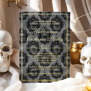 Invitation En Aluminium Costume de fête Halloween crâne gothique élégant