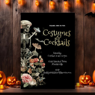 Invitation En Aluminium Costume de jardin effrayant Halloween et cocktails