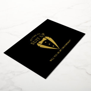 Invitation En Aluminium Costume Or Tuxedo Personnalisé Groomsman Propositi