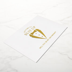 Invitation En Aluminium Costume Or Tuxedo Personnalisé Groomsman Propositi