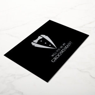Invitation En Aluminium Costume Tuxedo Silver Personnalisé Groomsman Propo