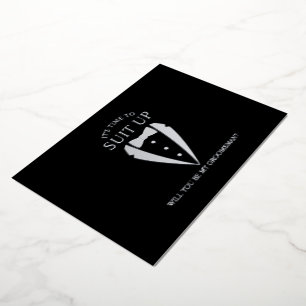 Invitation En Aluminium Costume Tuxedo Silver Personnalisé Groomsman Propo