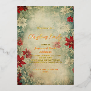 Invitation En Aluminium Cosy hiver Poinsettia fête de Noël Florale