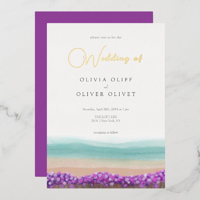 Invitation En Aluminium Côte d'azur en Mariage de fleurs (Recto/Verso)