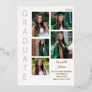 Invitation En Aluminium Couleur - Blanc Diplômé 6 Multi Photo