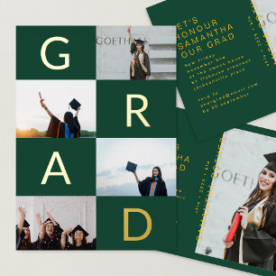 Invitation En Aluminium COULEUR VERTE BLOCS MULTI Photo OR GRAD