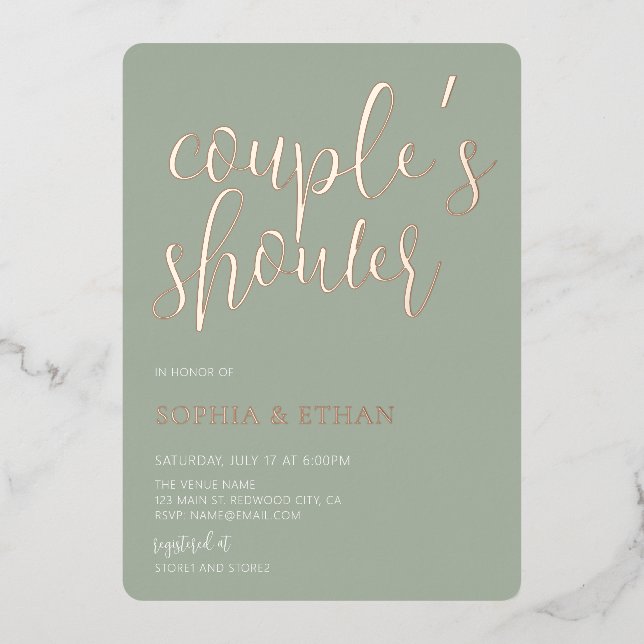 Invitation En Aluminium Couples vertes de taille minimale (Recto)