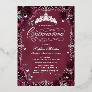 Invitation En Aluminium Couronne de Bourgogne Papillon Argenté Rose Quince