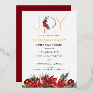Invitation En Aluminium Couronne de feuillage pour fête de Noël Red Joy