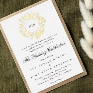 Invitation En Aluminium Couronne de fleurs botaniques classiques pour mari