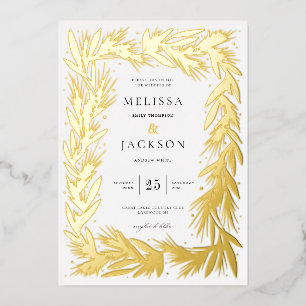 Invitation En Aluminium Couronne de mariage moderne hiver cadre