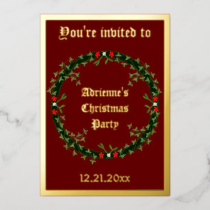 Invitation En Aluminium Couronne de Noël gothique personnalisée