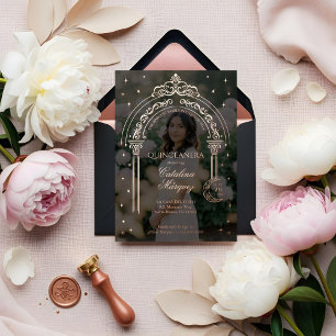 Invitation En Aluminium Couronne de Quinceañera Classeuse Lune Céleste Éto