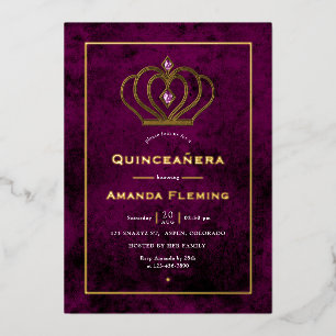 Invitation En Aluminium Couronne de Quinceañera en pierres précieuses viol