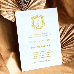 Invitation En Aluminium Couronne dorée Mariage élégant