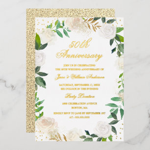 Invitation En Aluminium Couronne florale en feuille d'or pour anniversaire