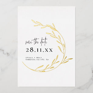 Invitation En Aluminium Couronne minimale simple en feuille d'or véritable