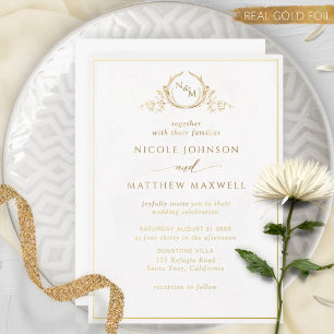 Invitation En Aluminium Couronne Royale Monogramme